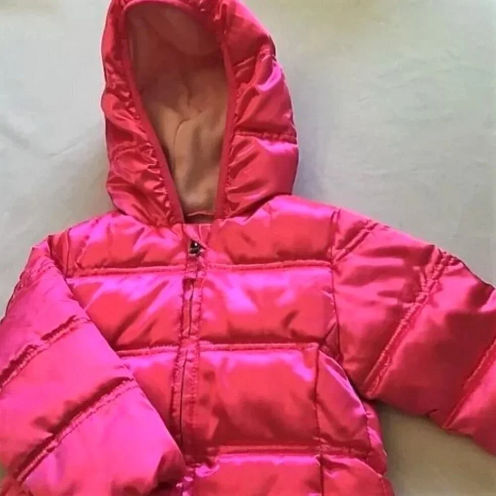 HEALTHTEX INFANT GIRLS HOT PINK SHINY  SNOW COAT HOOD BABY SKI JACKET 24M